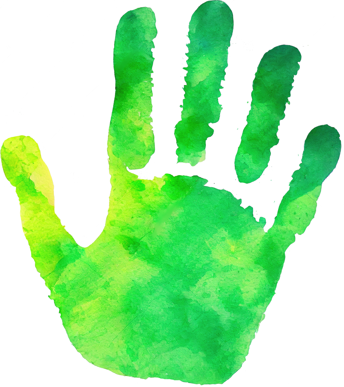 Green Hand Print Watercolor Illustration